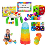 Kit 3 Brinquedo Educativo Mesa Didática Bebê Interativa