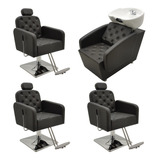 Kit 3 Cadeiras Reclináveis Q+ 1 Lavatório Glamour Porcelana 