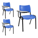 Kit 3 Cadeiras Universitárias Iso Plástica S/ Porta Livros 