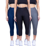Kit 3 Calça Corsario Fitness Sulplex Feminina Academia