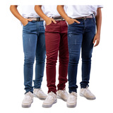 Kit 3 Calça Jeans Skinny Infantil Masculina Menino Regulador