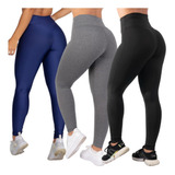 Kit 3 Calça Leg Legging Suplex Feminina Academia Ginastica