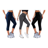 Kit 3 Calça Legging Corsário Suplex Não Transparente Dia Dia