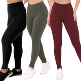 Kit 3 Calça Legging Disfarça Celulite Suplex Bolha
