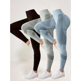 Kit 3 Calça Legging Levanta Bumbum Sem Costura Cintura Alta