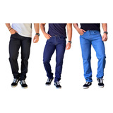 Kit 3 Calça Masculina Jeans Tradicional Elastano Reta