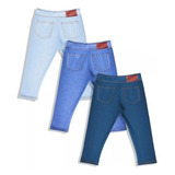 Kit 3 Calças Fake Jeans Miniboo Bebê Unissex Proteção 50+