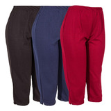 Kit 3 Calças Feminina Corsário Helanca Capri Lisa Senhora