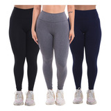 Kit 3 Calças Legging Feminina Treino Academia Fitness 