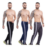 Kit 3 Calças Masculina Sport Cordão Bolso Com Zíper Academia
