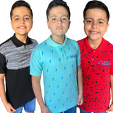 Kit 3 Camisa Polo Infantil Masculina 100% Algodão Frete Top