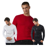 Kit 3 Camisas Manga Longa Básica Para Inverno Masculina Frio