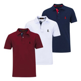Kit 3 Camisas Polo Piquet Original Qualidade Camiseta Blusa