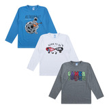 Kit 3 Camisetas Inverno Juvenil Frio Manga Longa Confortável