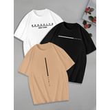 Kit 3 Camisetas Masculina Brooklyn Paris New York Algodão