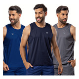 Kit 3 Camisetas Masculinas Regata Dry Fit Passeio E Treino
