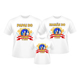 Kit 3 Camisetas Personalizadas De Aniversário Sonic