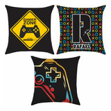 Kit 3 Capas Para Almofadas Infantil Personalizada Nome Jogo