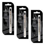 Kit 3 Carga Crown Original Preta Esfero Tipo Parker Ca14007p