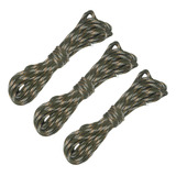 Kit 3 Cordas 5 Metros Paracord 4mm 150kg Poliéster Total 15m Cor Verde Camuflado