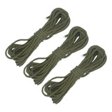Kit 3 Cordas 5 Metros Paracord 4mm 150kg Poliéster Total 15m Cor Verde