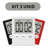 Kit 3 Cronômetro Timer Digital Temporizador Cozinha/academia