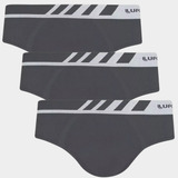 Kit 3 Cuecas Masculina Slip Adulto Microfibra Lupo