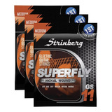 Kit 3 Encordoamentos Corda Strinberg Gs11 Guitarra Média 11