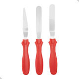 Kit 3 Espátulas Inox Confeiteiro - Ganachear Confeitar Bolo
