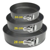 Kit 3 Formas Para Bolo Torta Com Fundo Removível Antiaderente Ingá Import Ud243 Cor Preto