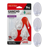 Kit 3 Gancho De Parede Transparente Médio Resistente 2kg 