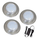 Kit 3 Hiper Led Brustec 6w Luz Azul Inox 316l + Fonte 2a