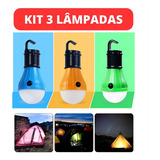 Kit 3 Lâmpadas Camping Led Pesca Barraca Lanterna Pilha Top Cor Sortida
