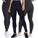 Kit 3 Legging Preta Feminina Academia Moda Fitness 2025
