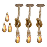 Kit 3 Luminárias Pendentes 2m Desing Rustico + 3 Lampadas!!!