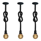 Kit 3 Luminárias Pendentes Desing Rustico Corda Retro Barato