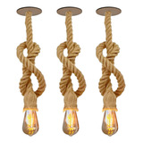 Kit 3 Luminárias Pendentes Desing Rustico Corda Retro Barato