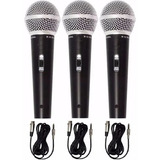  Kit 3 Microfone Sm-58 Dinâmico Cardióide Igreja Karaoke