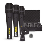 Kit 3 Microfones Skp Dinâmicos Cardioides Pro-33k