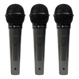 Kit 3 Microfones Vocal Profissional Kadosh K300 + 3 Cabos 3m Cor Preto