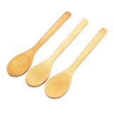 Kit 3 Mini Colheres Bambu P/ Café Sobremesa Chá Decoração