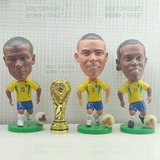 Kit 3 Mini Craque Ronaldo, Ronaldinho, Rivaldo + Troféu Copa