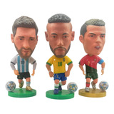 Kit 3 Mini Craques Neymar, Messi Cristiano Ronaldo - Seleção