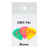 Kit 3 Palhetas Ibanez Steve Vai Signature B1000svgpy Cor Verde/rosa/amarelo Tamanho 1,0 Mm