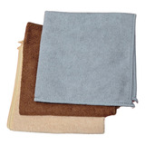Kit 3 Pano Limpa Vidros Toalha Microfibra Multiuso 30x30 Cm Cor Marrom