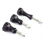 Kit 3 Parafuso Alumínio Preto Com Porca Gopro Longo Curto