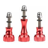 Kit 3 Parafuso Alumínio Vermelho Com Porca Gopro Longo Curto