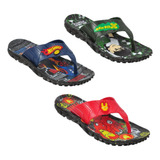 Kit 3 Pares De Chinelo Sandália Infantil Menino Super Heróis