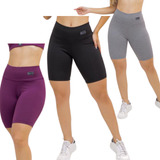 Kit 3 Pçs Roupa De Ginástica Cintura Alta Legging Short P/gg