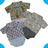 Kit 3 Peças Body Camisa Social Gola Polo Bebê